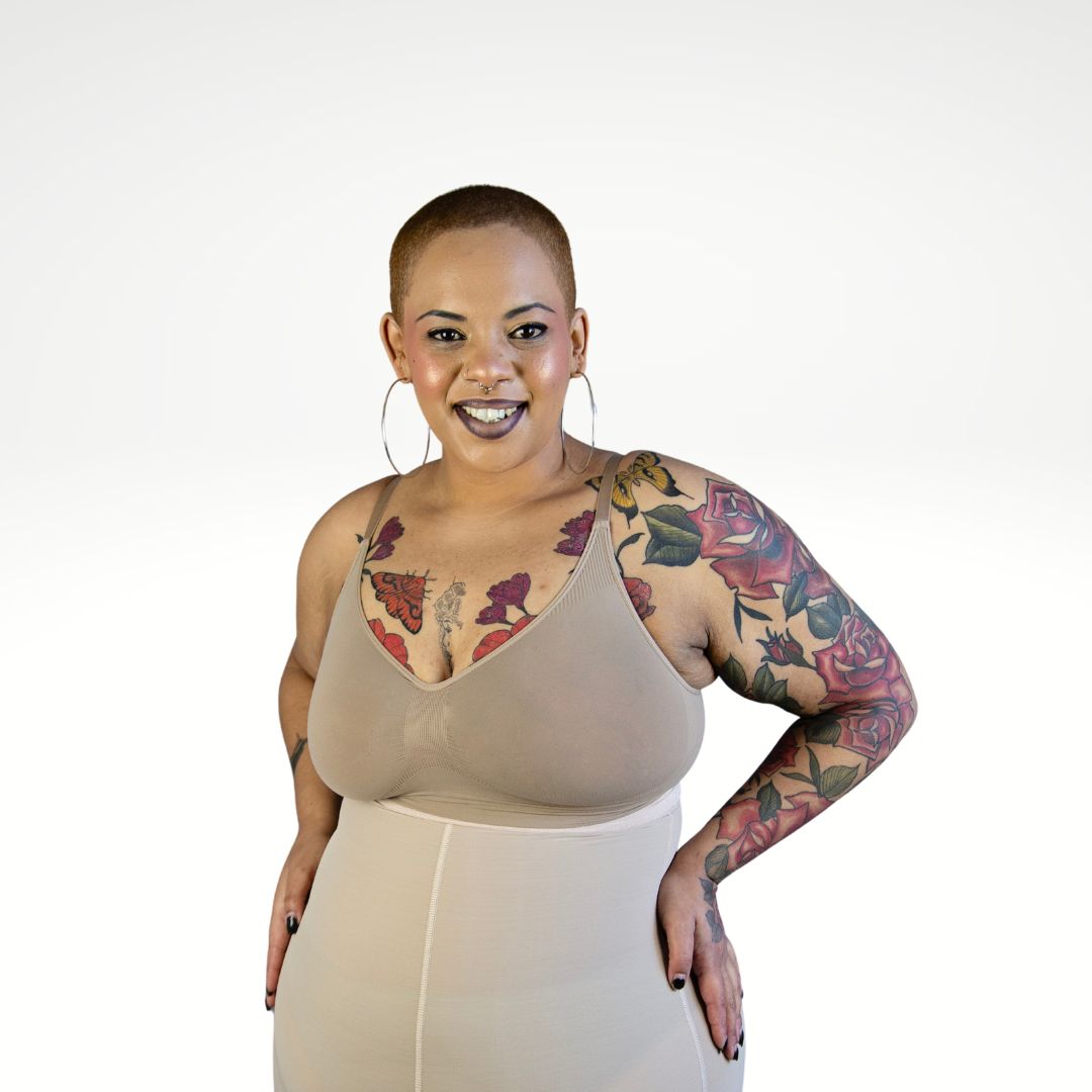 EasyCurves Everyday Comfort Wireless Bra Nude on model